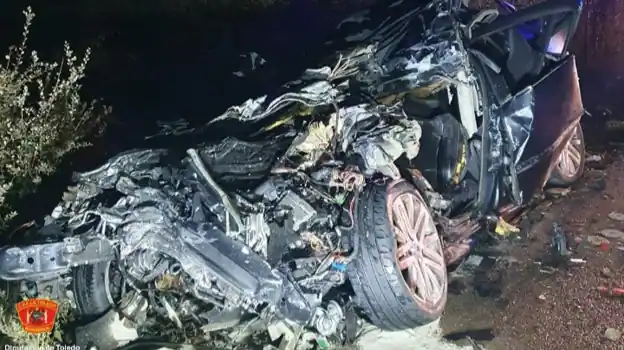 État de la voiture accidentée à Talavera de la Reina