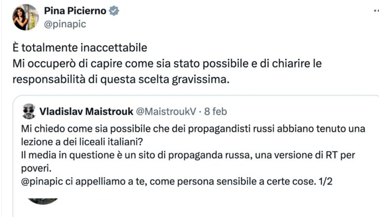 Picierno et Lorusso dans un lycée pour un meeting pro-russe ? La polémique éclate