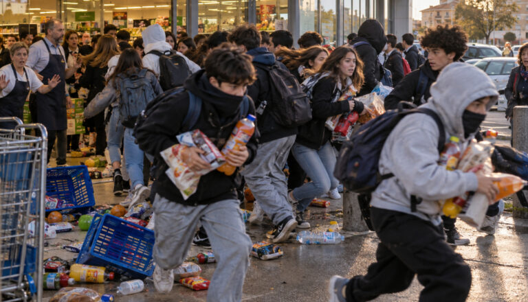 Modène, 50 jeunes attaquent le supermarché après l'école